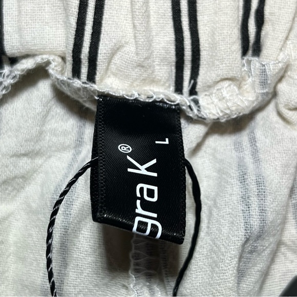 Allegra K Striped Drawstring Waist Wide Leg Pants Womens Size Large Beige NWT - Picture 4 of 11